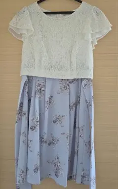 LDプライム　花柄ワンピース　Sサイズ　セパレート風　ブルーのサムネイル