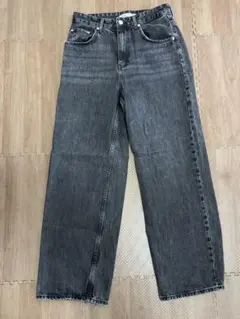 ZARA グレー ワイドレッグデニム