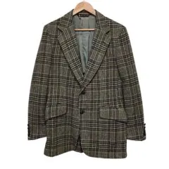 80s アクアスキュータム　ビンテージチェックテーラードジャケット　くるみボタン