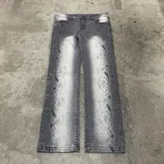 00s denim パイソン柄 y2k 平成 お兄系 V系 蛇 グランジ フレア