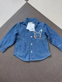 【新品】ポケモン　長袖デニムシャツ　ピカチュウ　80
