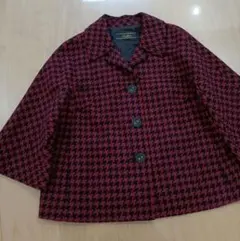 極美品レリアン　コート大きいサイズ13号千鳥格子チェック柄