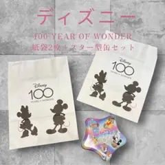 ディズニー　100YEAR OF WONDER　紙袋2枚＋スター型缶セット