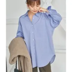 美品25ss★Spick&Span★50コットンオーバーシャツブルーのサムネイル