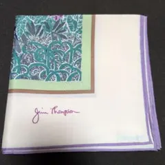 【ジム・トンプソン】大判・ 花と風景のシルク100%スカーフ