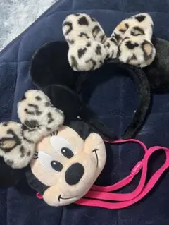 ミニーマウス ヒョウ柄リボン カチューシャ