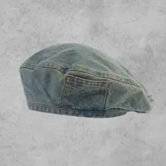 試着のみ✨️ デニム風 ベレー帽 くすみブルー ハンチング カジュアル レディース