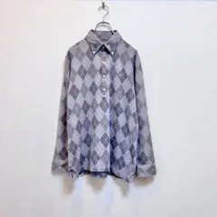 Callaway キャロウェイ ダイヤチェック ボタンダウンポロシャツ L