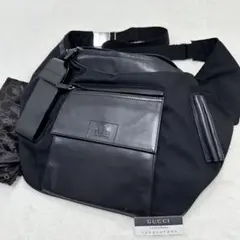 美品 GUCCI グッチ ボディバッグ ナイロン レザー 大容量 y2k 黒