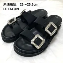 未使用級☆ルタロン ビジューバックル Wベルトサンダル 厚底 ブラック LLのサムネイル