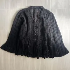 クロシェ編み レーストップス ブラック透け感 羽織り ストーン　S〜M相当