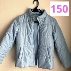 【美品】水色ドット柄　中綿入りコート　150 ジャンパー