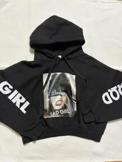 BAD GIRL プリント ブラックパーカー Sサイズ