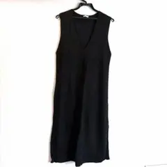 GU ブラック ノースリーブニットワンピース ニットセットワンピースL