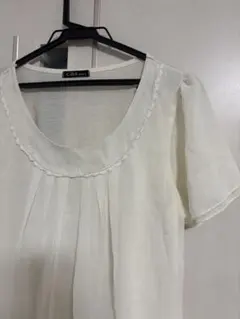 C.D.S BASIC シフォンブラウス 半袖 ホワイト レース襟 パフスリーブのサムネイル