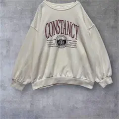 【レイカズン】長袖スウェット　トレーナー　ゆったり 刺繍　オフホワイト F