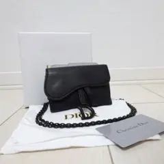 クリスチャンディオール　ショルダーバッグ　チェーン　サドル　ナノ　ポーチ　黒