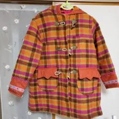 オイリリー。カラフルチェックフード付きウールコート未使用