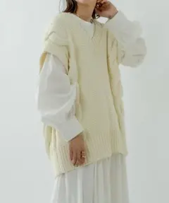 mystic ケーブルニットベスト 2021aw