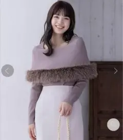 clear ケープファーニットトップス