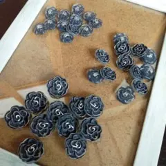 88レトロボタン　飾りボタン　バラ　花　ブラック　35個