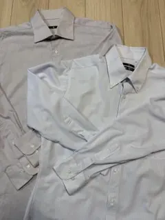 スーツセレクト 長袖シャツ2枚セット Lサイズ 袖82ストライプ