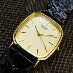 美品 稼働品 SEIKO ツインクォーツ 新品電池 ゴールド スクエア 腕時計 