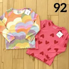 【☆新品☆】92 レインボー　ハート　リブTシャツ　２枚セット