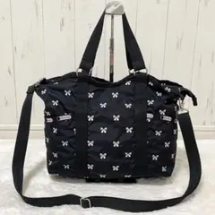 美品 LeSportsac 2Way トートバッグ ショルダーバッグ 刺繍リボン