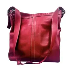 コーチ　ショルダーバッグ　A4収納可　オールレザー　シルバー金具　レッド