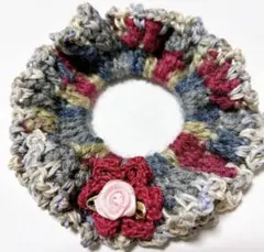 カラフルな花モチーフのシュシュ！かぎ編・ハンドメイド