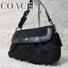 【極美品】COACH コーチ ワンショルダーバッグ シグネチャーキャンバス 黒