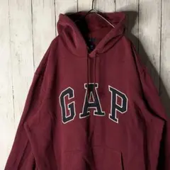 GAP ギャップ ビッグ刺繍ロゴ パーカー スウェット バーガンディ ゆるダボのサムネイル