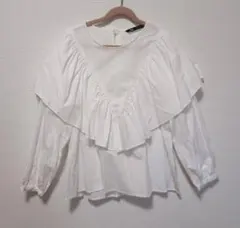 ZARA フリル付き長袖シャツ