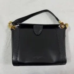 ungaro レザー ハンドバッグ ブラック　ゴールド金具 上品 ウンガロ 黒