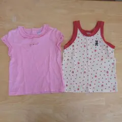 ミキハウス フリル付きピンクTシャツ タンクトップ 100サイズ 夏
