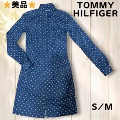 【美品】TOMMY HILFIGER ネイビードットワンピースS/M
