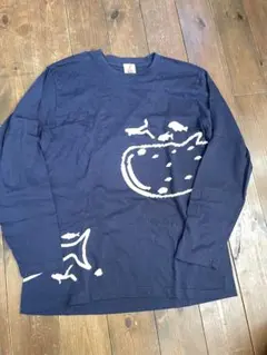 ネイビー 長袖カットソー グラフィックプリント