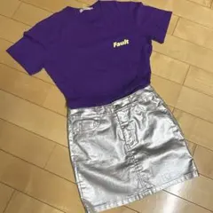 h&m シルバースカート　韓国Tシャツ　セット売り