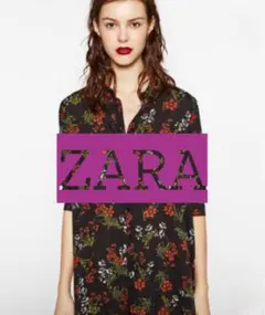ZARA《美品》送料込！即時購入可能　ブーケ柄プリント　シャツワンピース