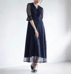 美品✨Dorry Doll　セーラーカラーレースドレス　ワンピース　ネイビー　M