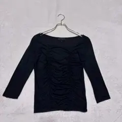 【アンタイトル】（L）Tシャツ シャーリングデザイン ギャザー スクエアネック