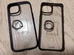 【iPhone13 スマホケース】 クリアケース 黒 スマホリング付