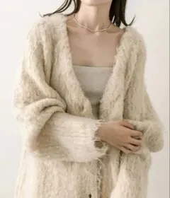 mystic ウール混シャギーカーディガン　ベージュ