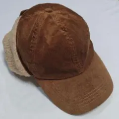 ラコレ ブラウン コーデュロイ フライトキャップ 耳当て付き