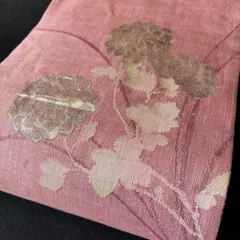 【美品】名古屋帯 麻 紫陽花柄 織り出し 昭和アンティーク帯