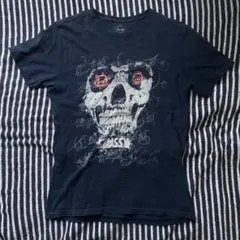 old Stussy スカル ドクロ Tシャツ USA製　紺色