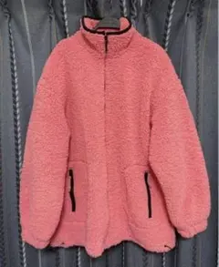 ファーコート　中綿ジャケット　スタンドカラー ピンク ボアフリースジャケット
