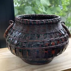 【未使用】竹籠　花籠　漆器　　　　　　別府ランタイ