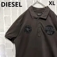 DIESEL ディーゼル 半袖 ポロシャツ XL ブラウン 鹿の子 デカロゴのサムネイル